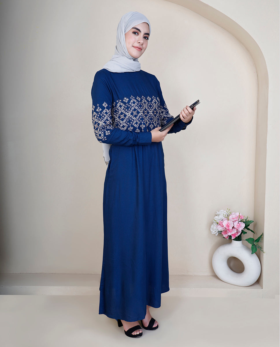 Empress Teal Embroidered Abaya