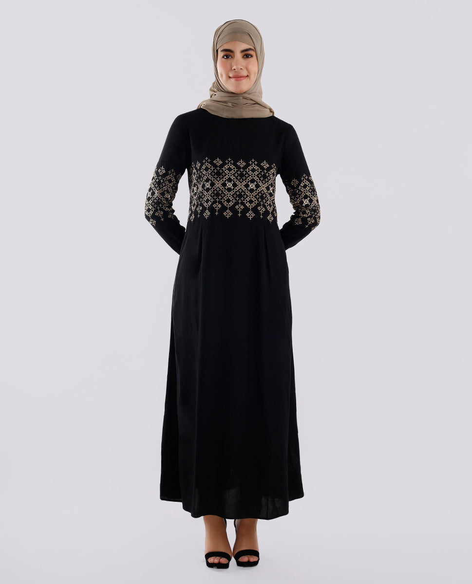 Dark Night Embroidered Abaya