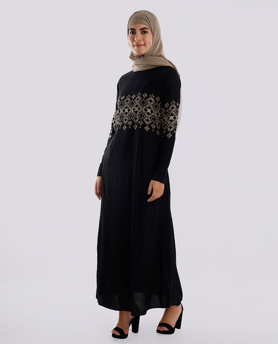 Dark Night Embroidered Abaya