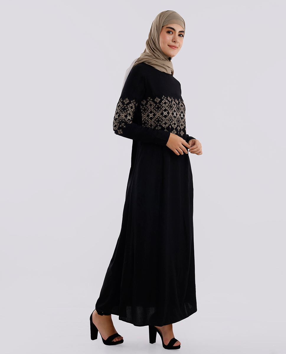 Dark Night Embroidered Abaya