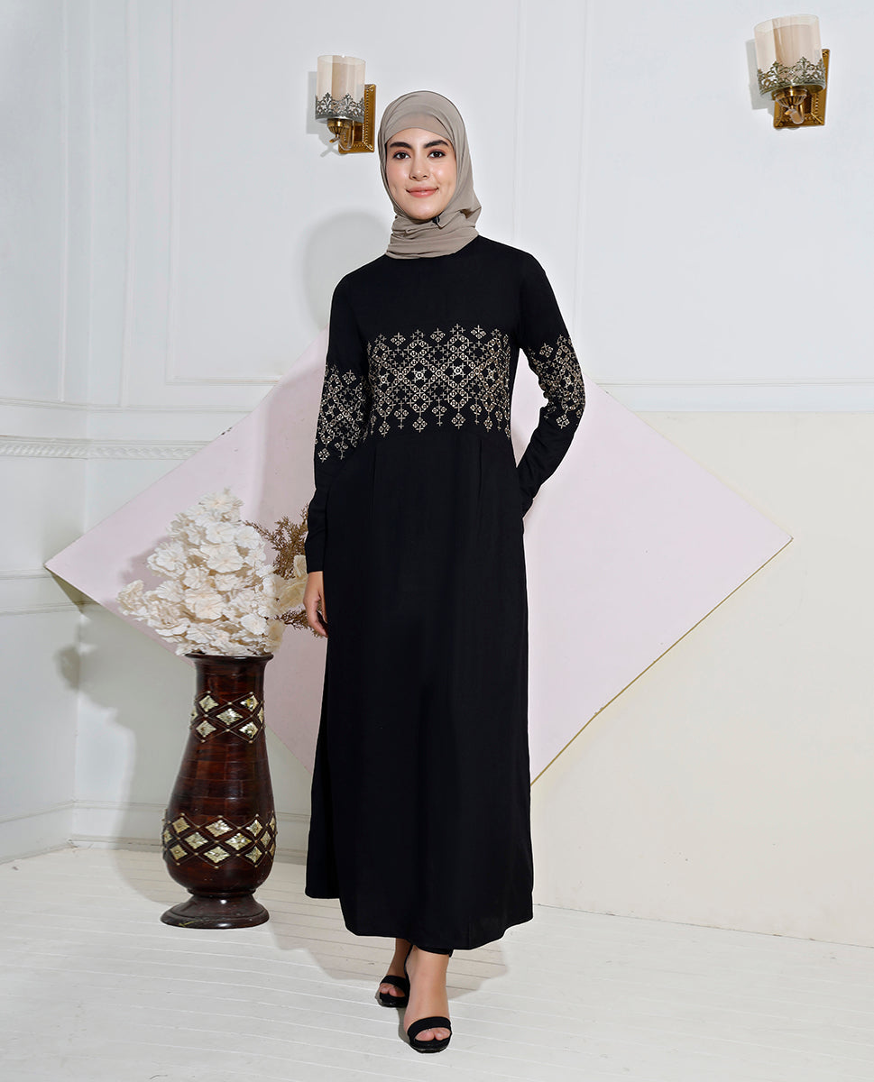 Dark Night Embroidered Abaya