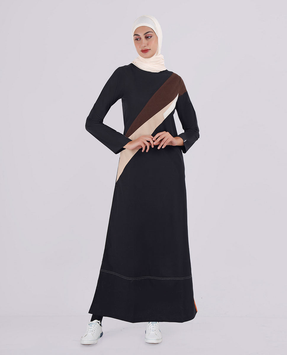 Touch Of Tangerine Black Diagonal Print Jilbab