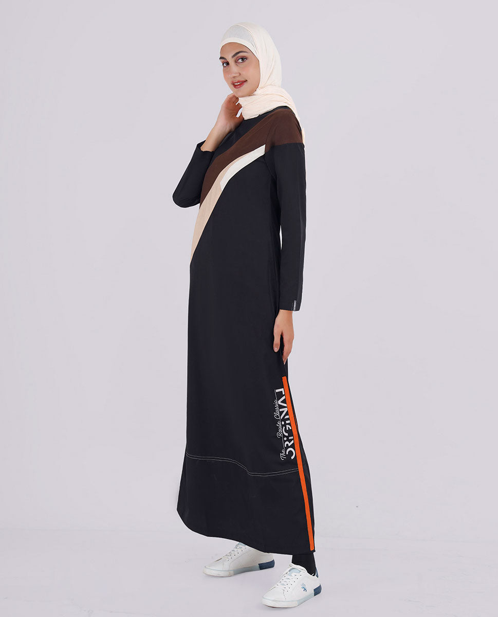 Touch Of Tangerine Black Diagonal Print Jilbab