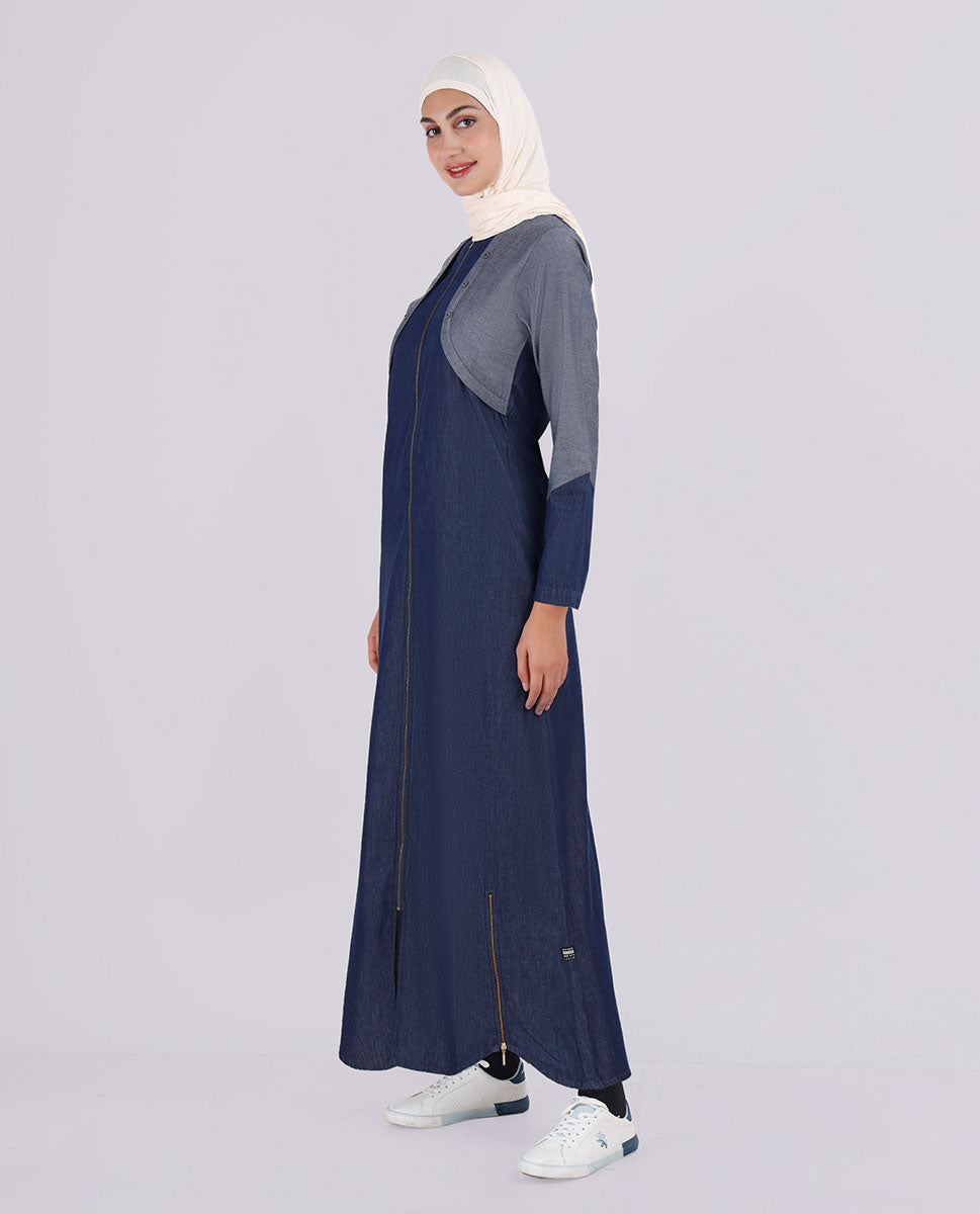 Smart Look  Mock Jacket Denim Jilbab