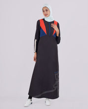 Black Pebble Raised Collar Jilbab