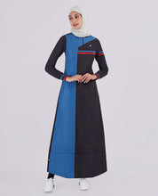 Black And Blue Active Round Collar Jilbab