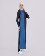 Black And Blue Active Round Collar Jilbab