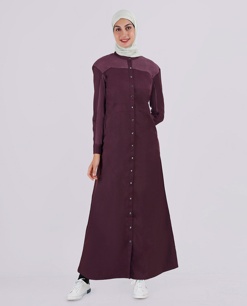 Precious Plum Full Front Opening Jilbab