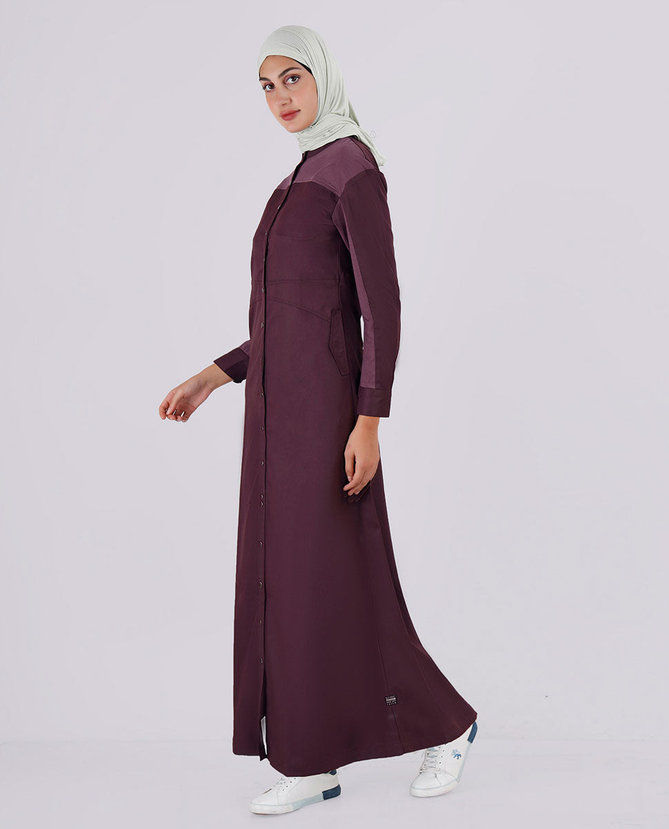 Precious Plum Full Front Opening Jilbab