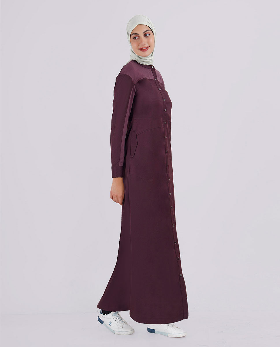 Precious Plum Full Front Opening Jilbab