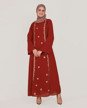 Royal Rust Fine Embroidery Abaya