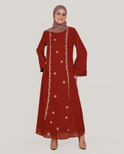 Royal Rust Fine Embroidery Abaya