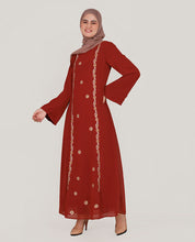 Royal Rust Fine Embroidery Abaya