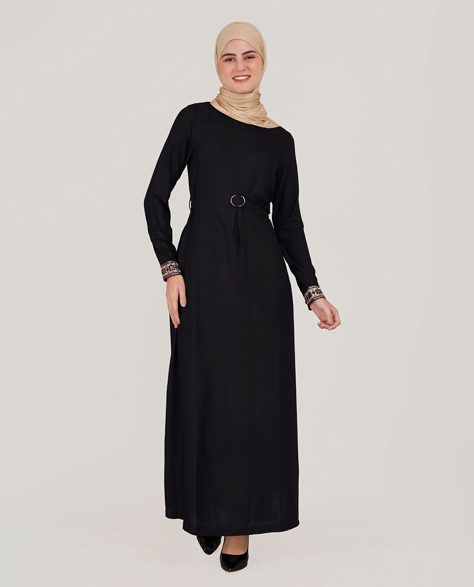 Black Pearl Embroidered Abaya