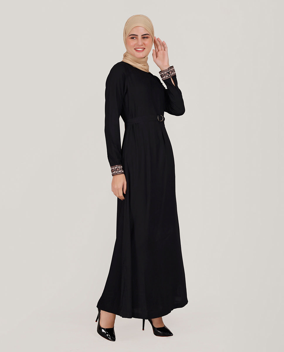 Black Pearl Embroidered Abaya