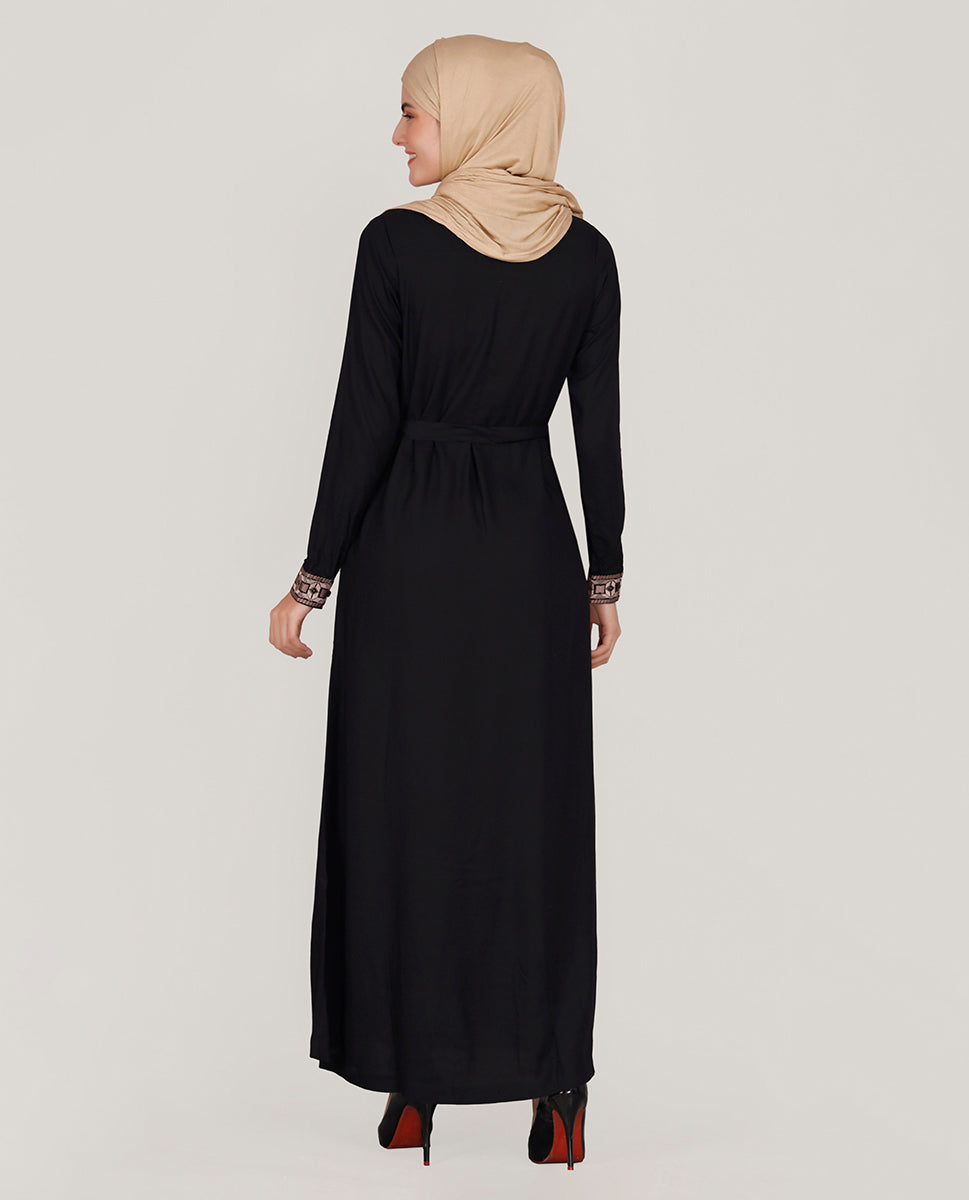 Black Pearl Embroidered Abaya