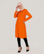 Peppy Orange Ladder Lace Shirt Dress