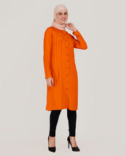 Peppy Orange Ladder Lace Shirt Dress