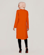 Peppy Orange Ladder Lace Shirt Dress