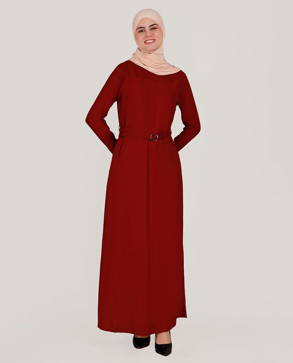 Mystique Maroon Embroidered Abaya