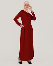 Mystique Maroon Embroidered Abaya