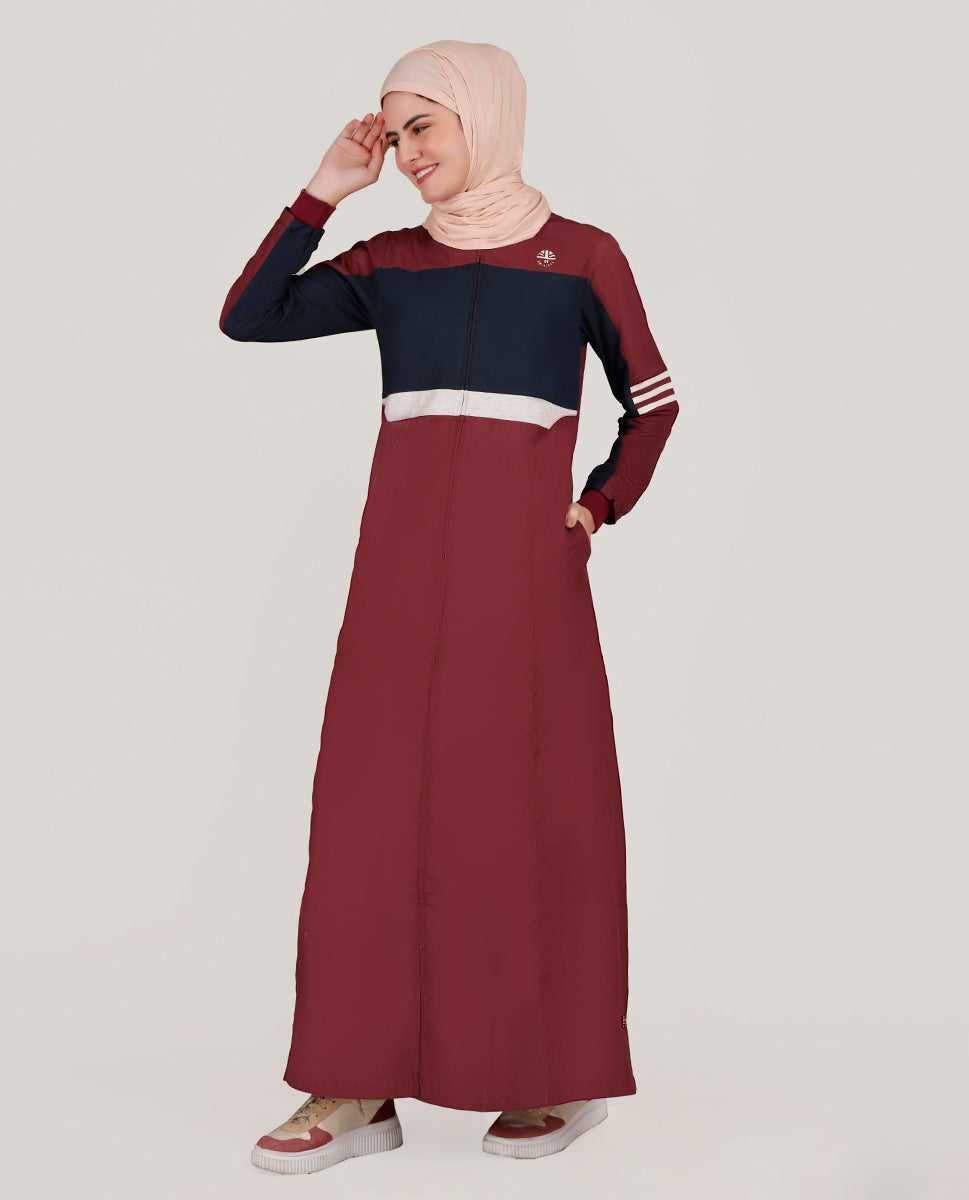 Antique Ruby Striped Sleeves Jilbab