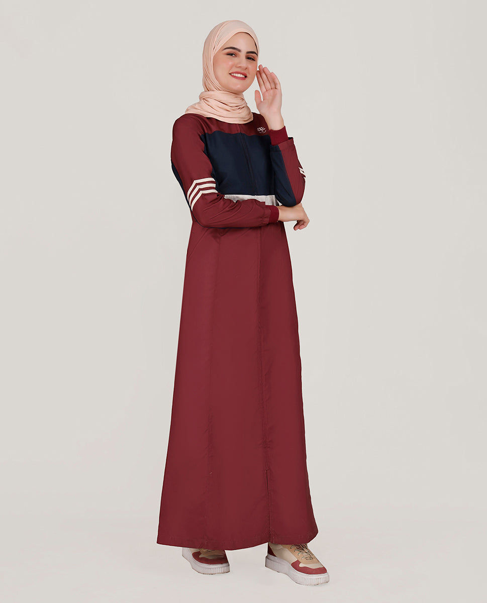 Antique Ruby Striped Sleeves Jilbab