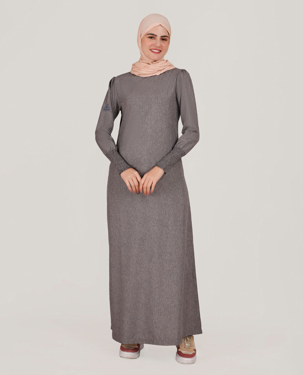 Grey Melange Round Neck Jilbab