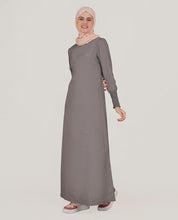 Grey Melange Round Neck Jilbab