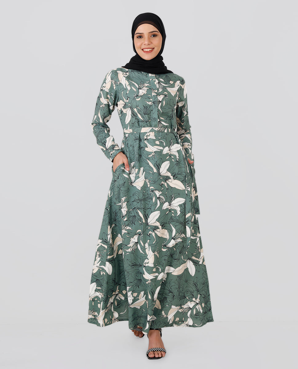 Sage Green Belted Abaya