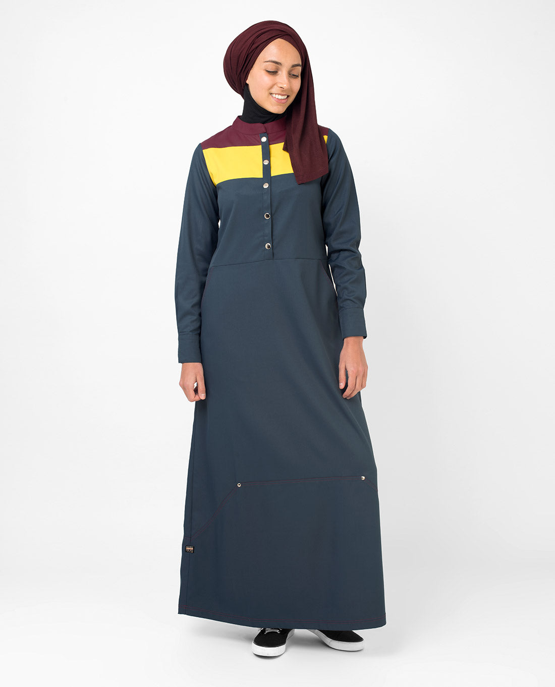 YELLOW & RED COLOUR BLOCKING JILBAB