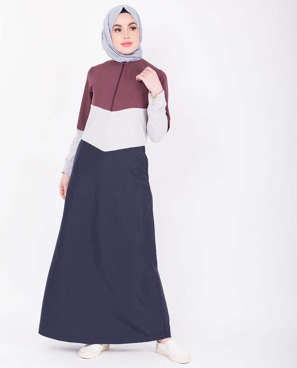 Contrast Colour Blocking Jilbab