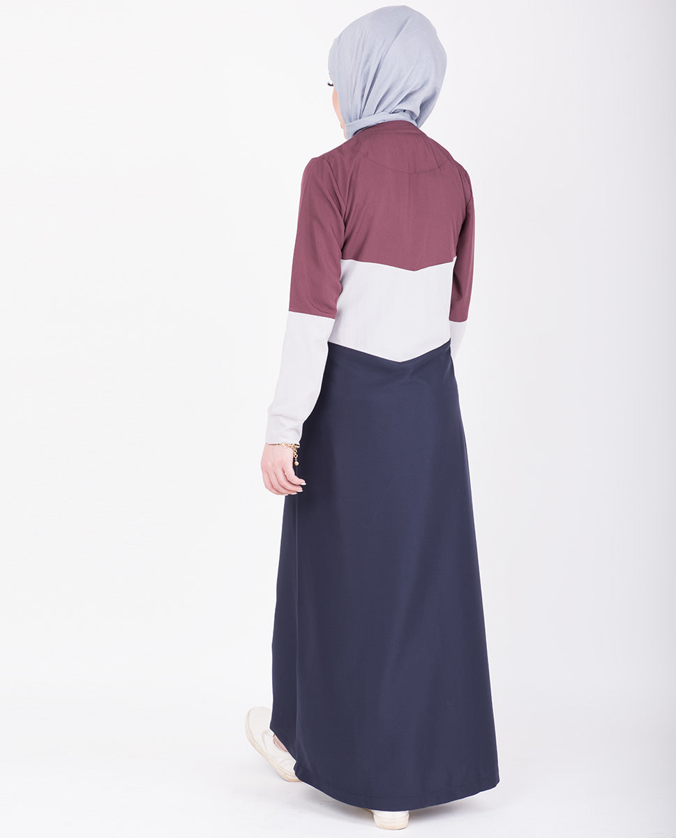 Contrast Colour Blocking Jilbab