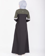 Black & Seaweed Green Contrast Jersey Jilbab