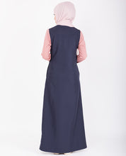 Grey & Pink Retro Stripe Print Jilbab