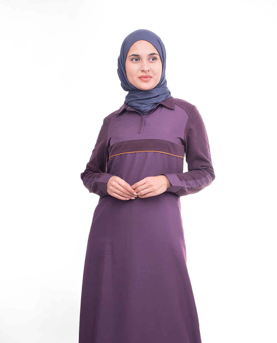 PIQUE CONTRAST STRIPER JILBAB WITH COLLAR