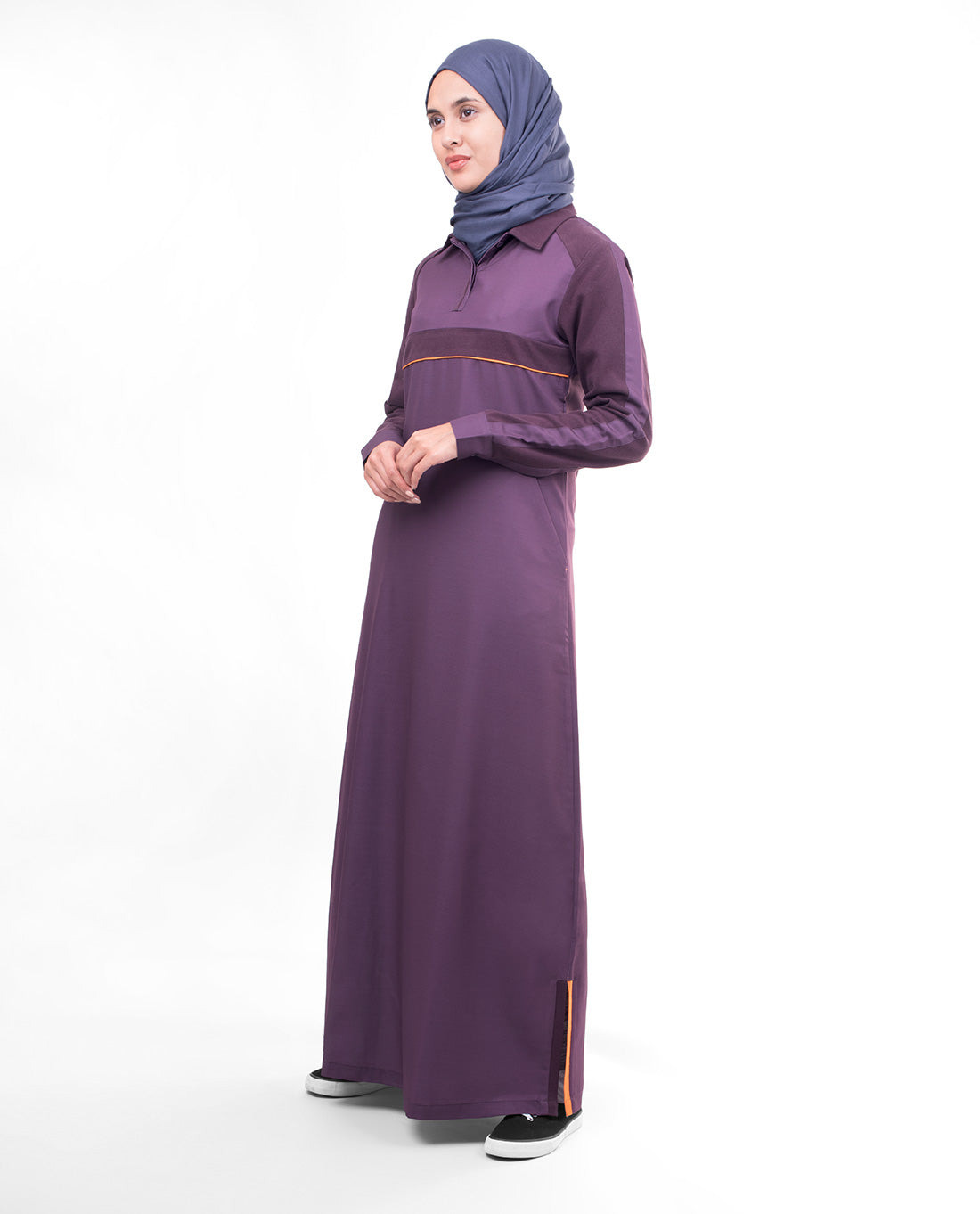 PIQUE CONTRAST STRIPER JILBAB WITH COLLAR