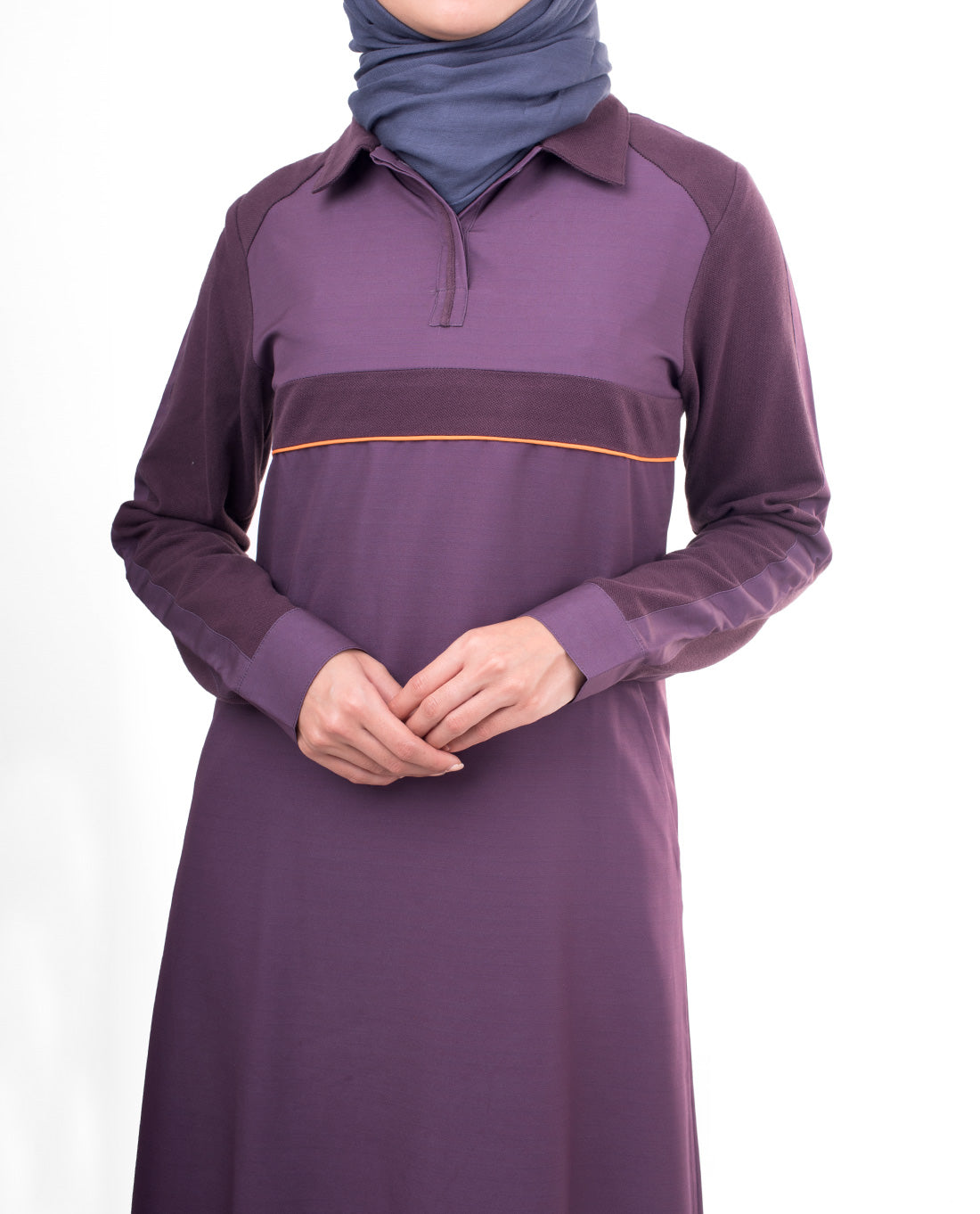 PIQUE CONTRAST STRIPER JILBAB WITH COLLAR