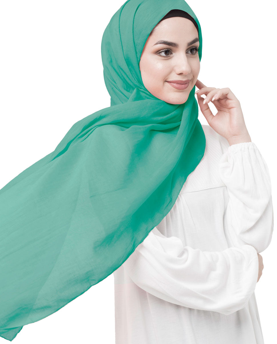 Aqua Green Cotton Voile Scarf