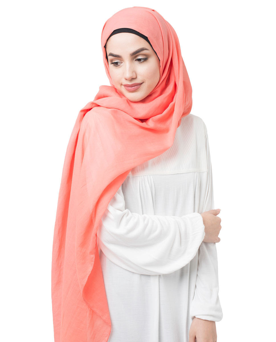 Coral Pink Cotton Voile Scarf