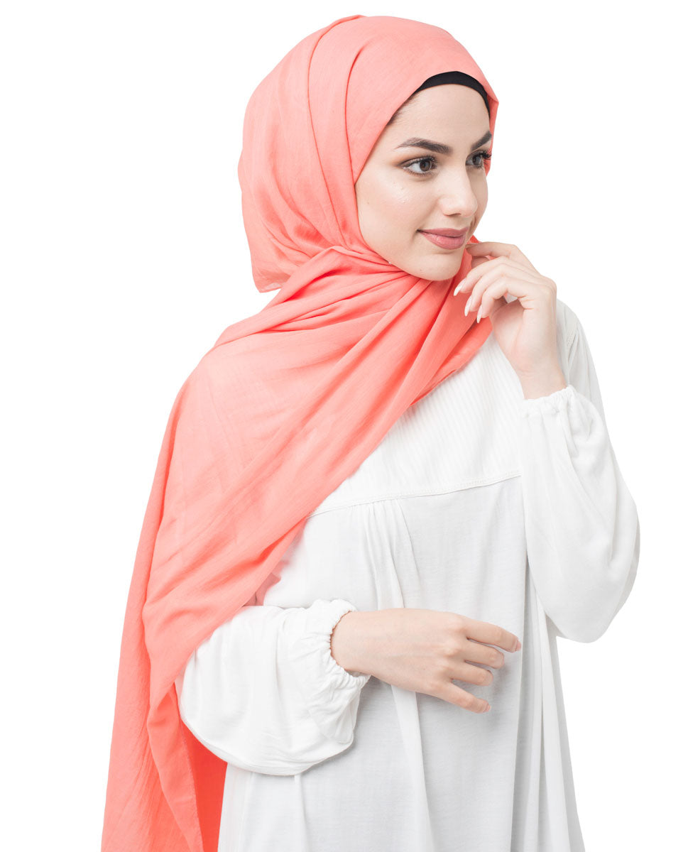 Coral Pink Cotton Voile Scarf