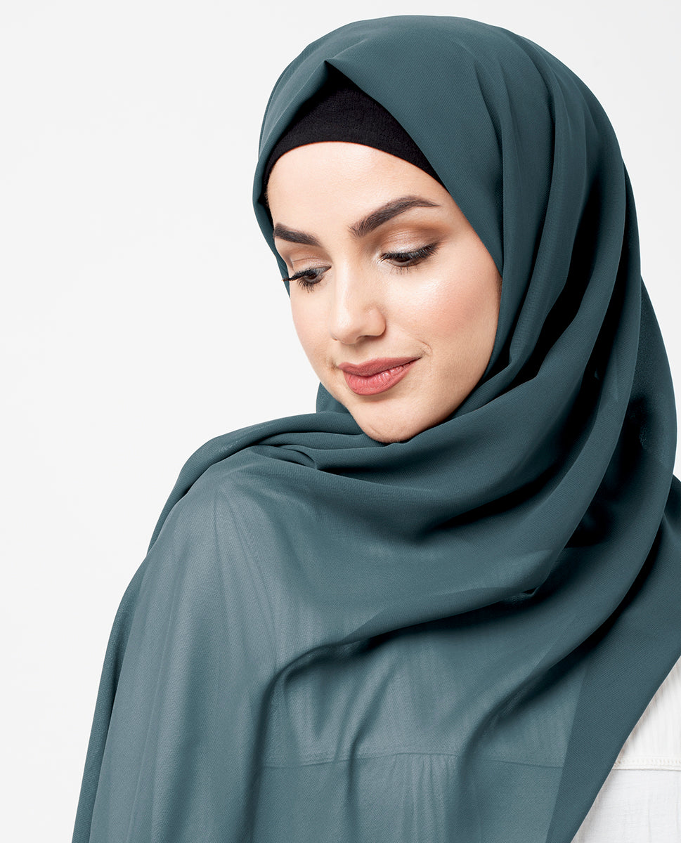 Dark Slate Blue Poly Georgette Scarf