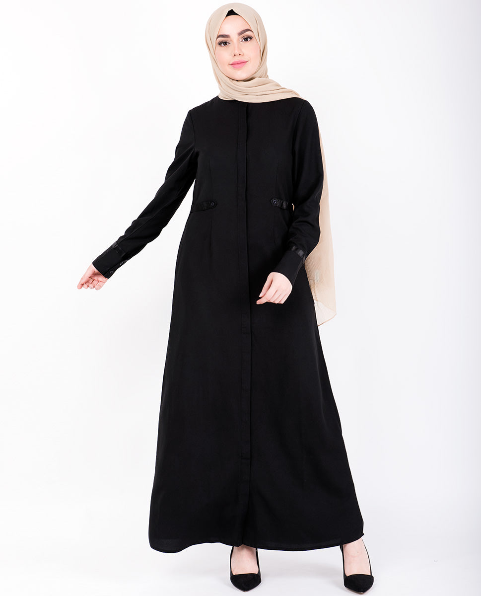 Black Statin Detail Abaya