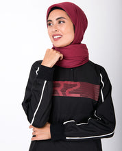 Black With Red Retro Print Jilbab