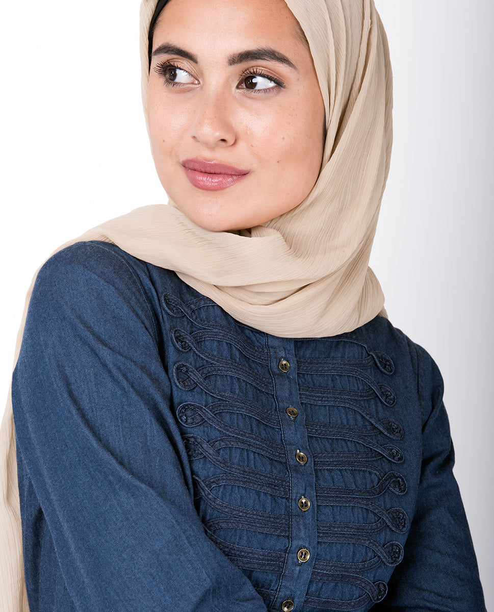 Denim Braided Military Jilbab