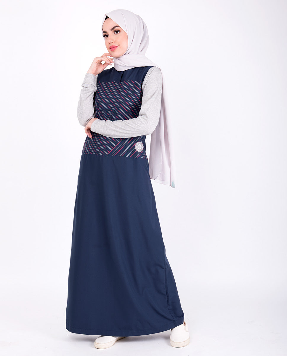 Navy And Grey Smart Look Jilbab