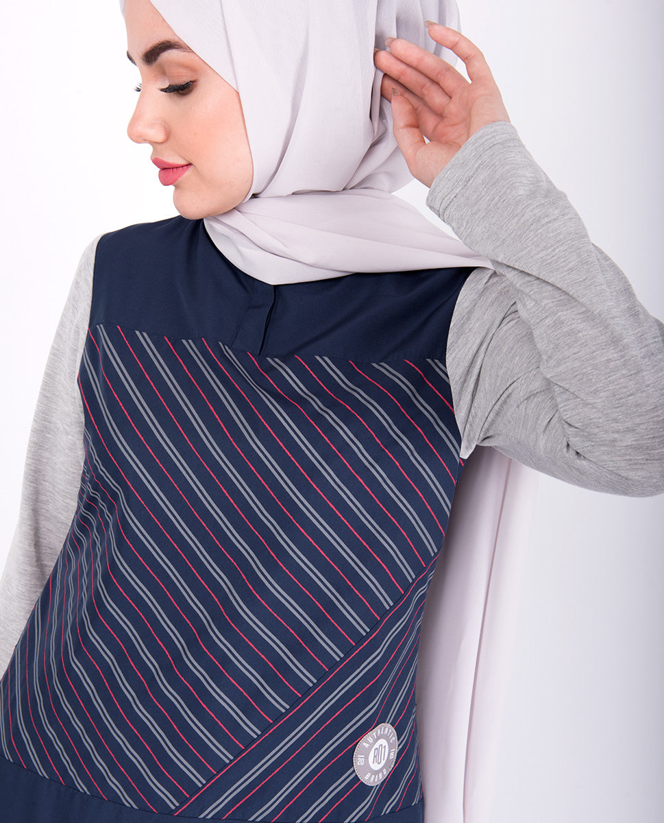 Navy And Grey Smart Look Jilbab