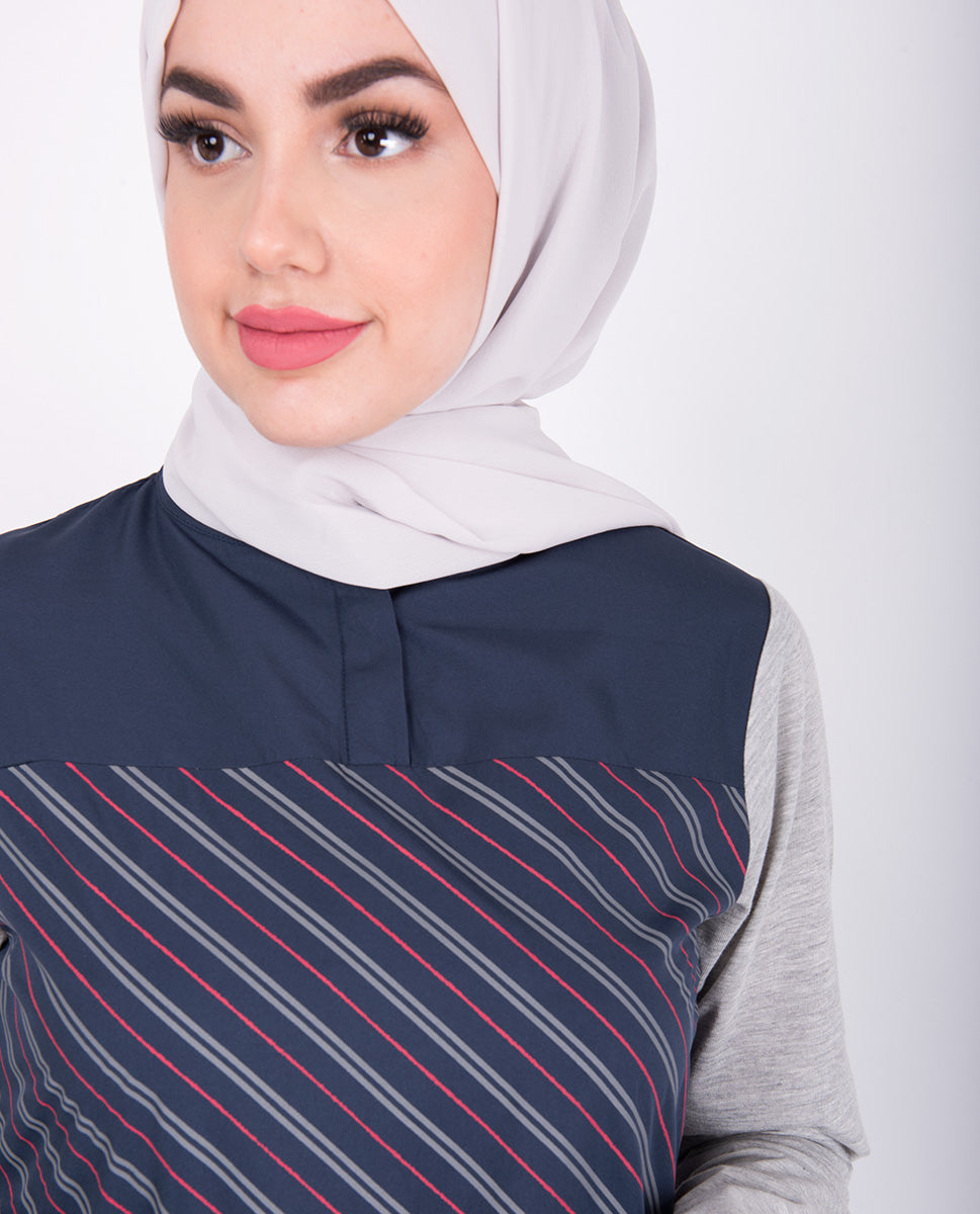 Navy And Grey Smart Look Jilbab