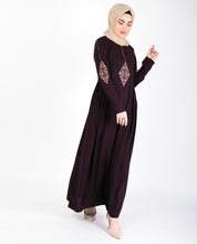 Maroon Gold Diamond Embroidery Abaya