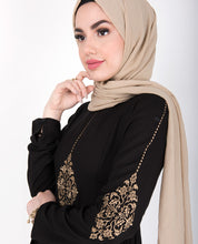 Black Gold Diamond Embroidery Abaya